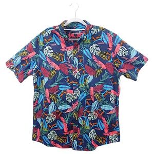 Club Room Men’s Tropical Hawaiian Button-Up Shirt Navy Multi – Size Large NWT
